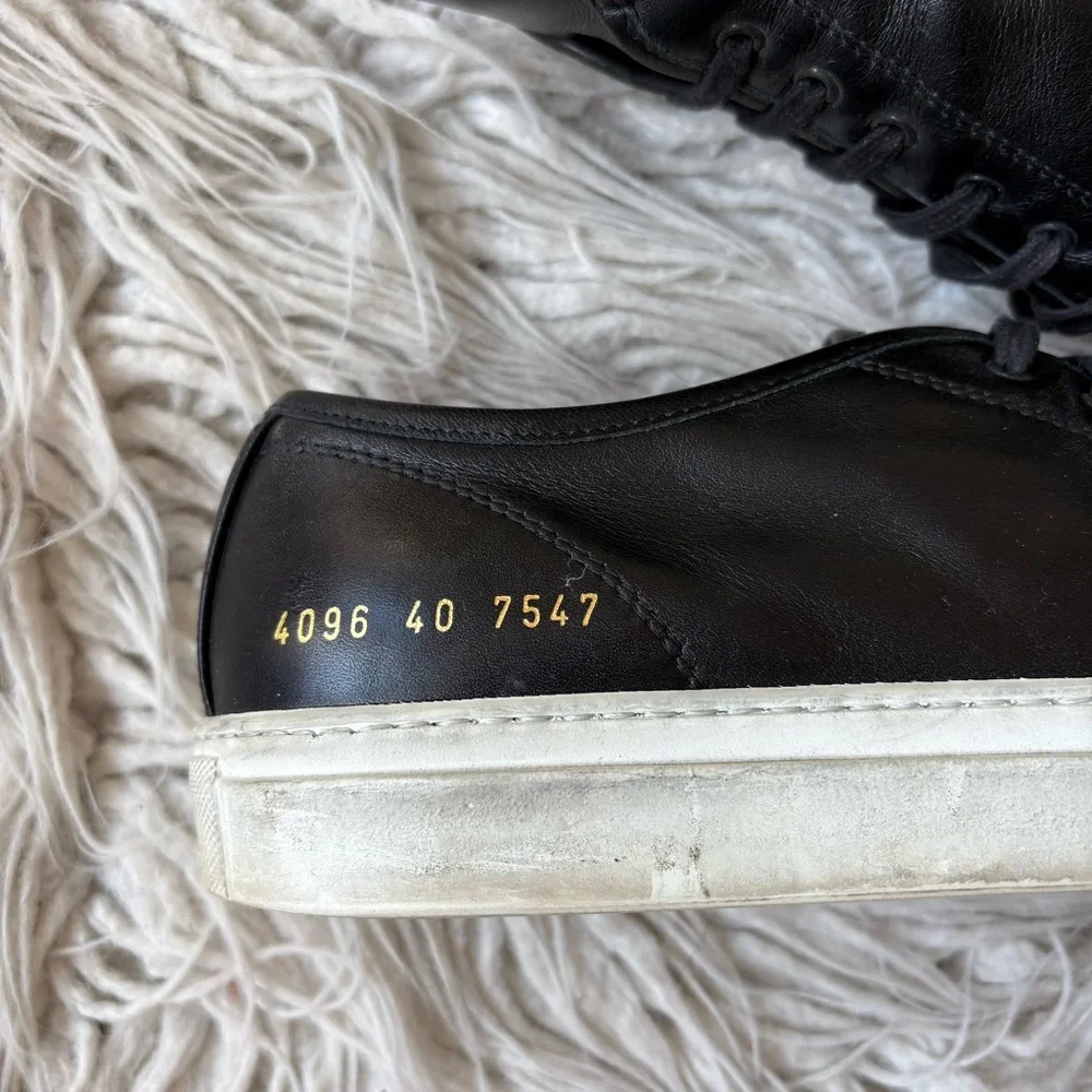 Common Projects Women’s Original Achilles Black Leather Low-Top Sneakers Size 40